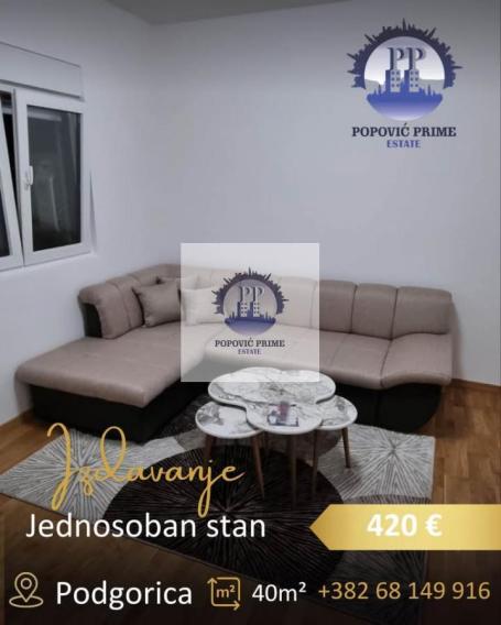 IZDAJE SE JEDNOSOBAN STAN | 40m² | 420€ – DRAČ, PODGORICA