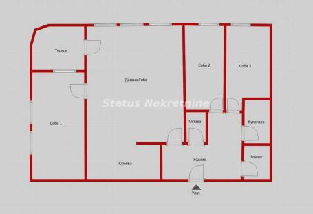 Bulevar-Uknjižen Troiposoban stan 83 m2 na Prvom Spratu Pogodan Za Kancelarije-065/385 8880