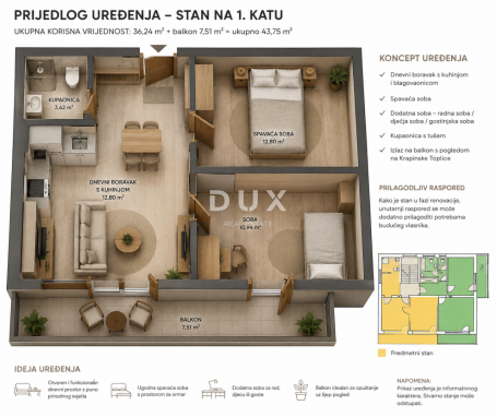 Krapinske Toplice, dvosobni stan, 36,24 m², prilika